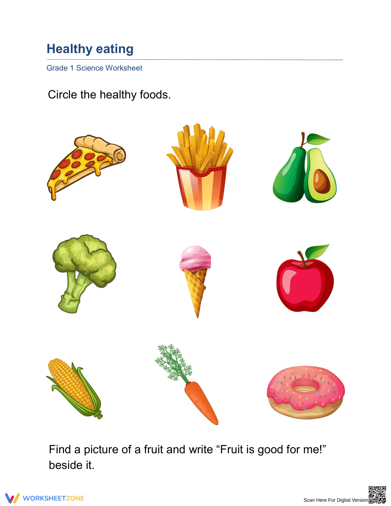 Healthy Eating Worksheet | Essential Grade 1 Science - Page 1