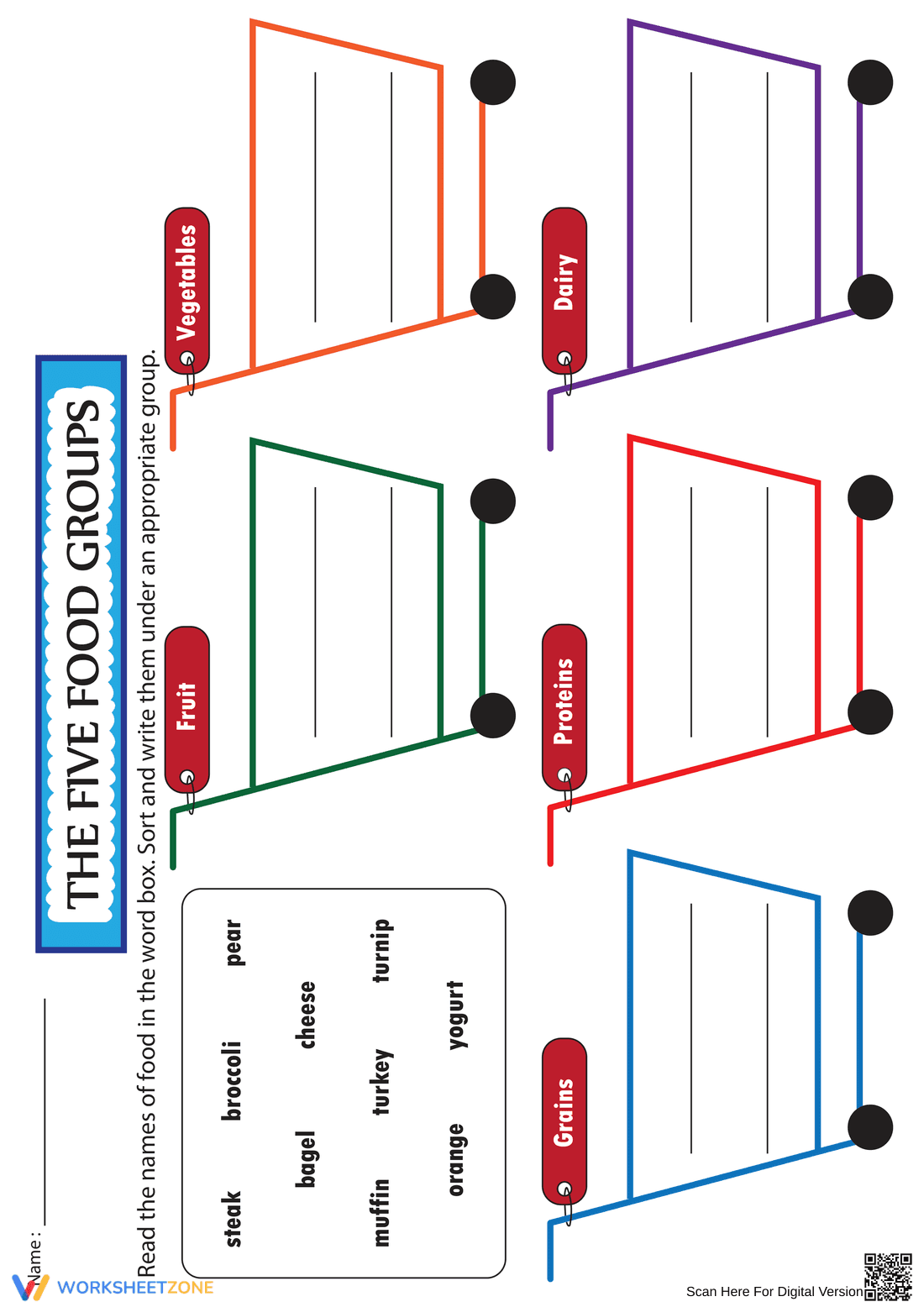 Essential Food Groups Sorting Worksheet | Grade 1-2 - Page 1