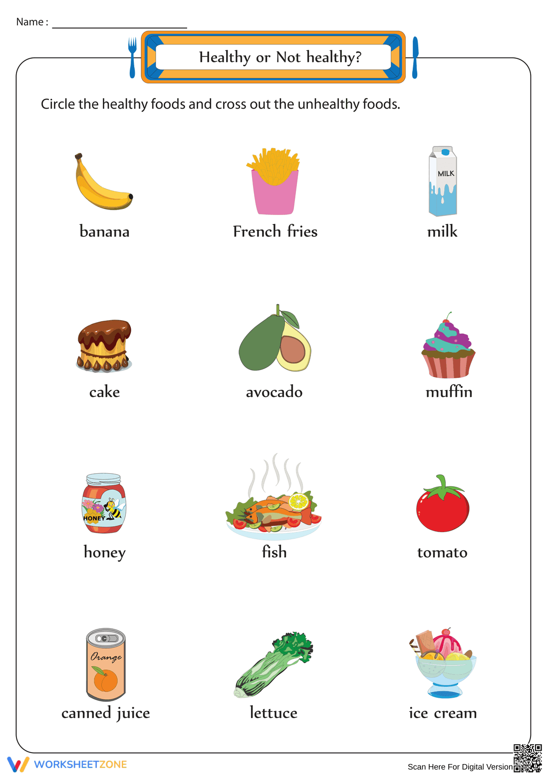 Essential Healthy vs Unhealthy Worksheet | Grade 1 Ready - Page 1
