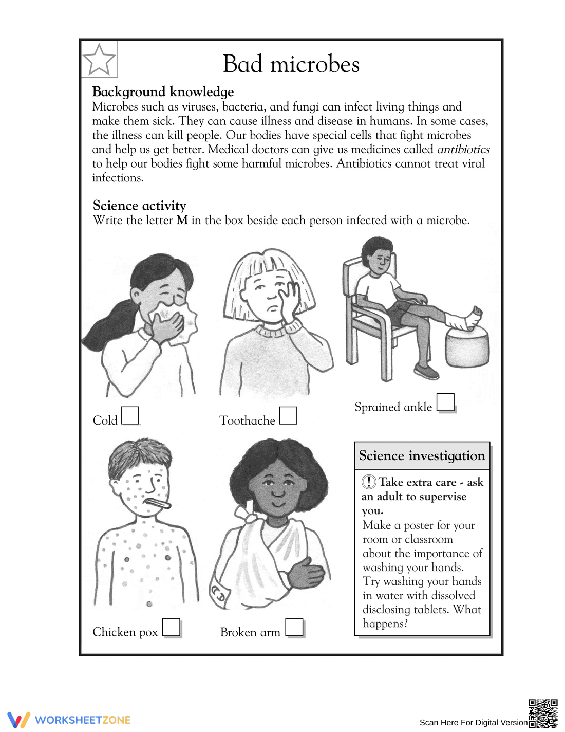 Essential Bad Microbes Worksheet | Grade 3 Science Aligned - Page 1