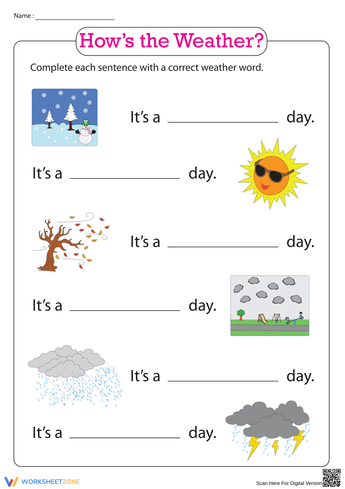 Essential Weather Vocabulary Worksheet | Grade 1-2 Printable - Page 1