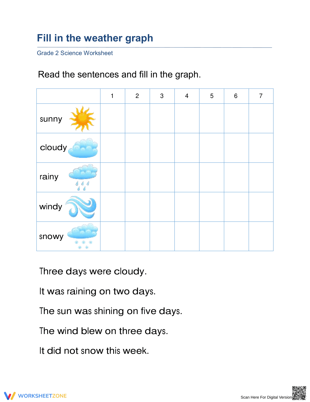 Grade 2 Weather Graphing — Printable No-Prep Worksheet - Page 1