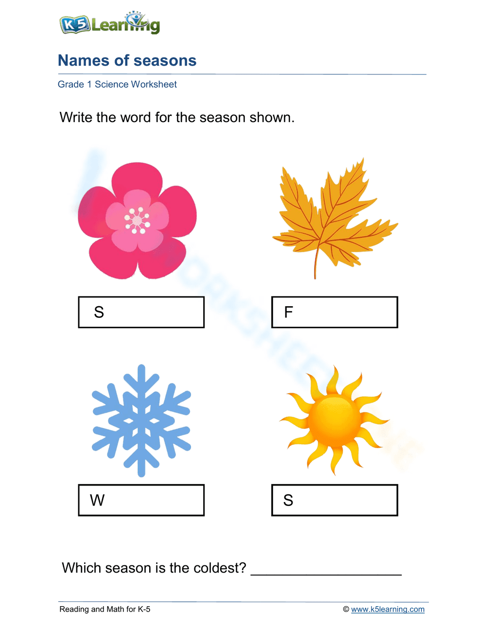 Seasons: Learning the Vocabulary - Page 1