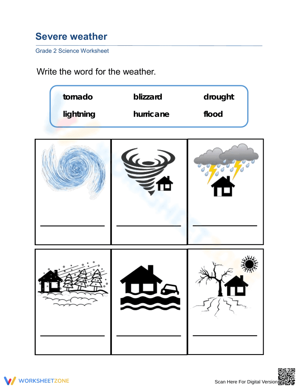 Essential Severe Weather Worksheet | Grade 2 Science - Page 1