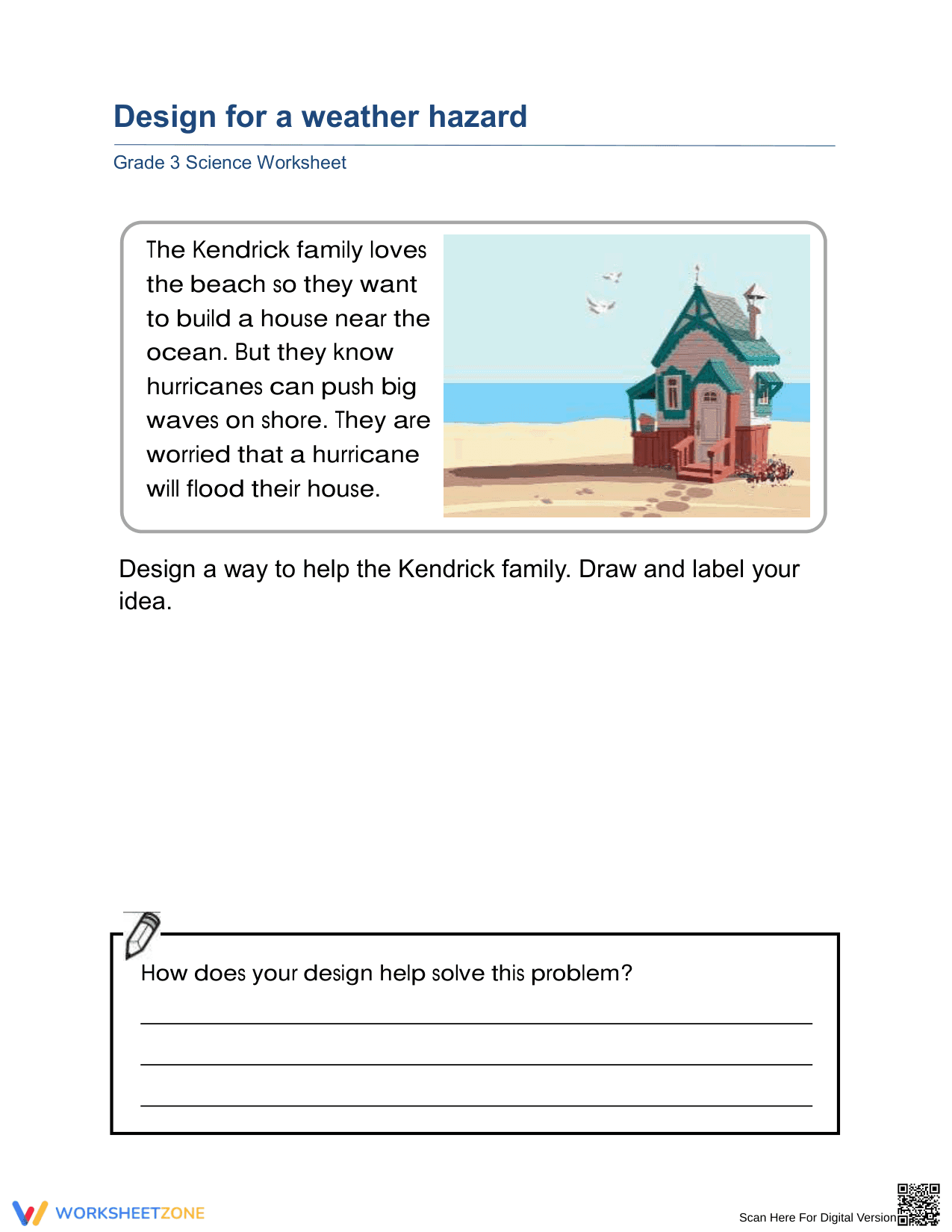 Essential Grade 3 Weather Hazard Design Worksheet - Page 1
