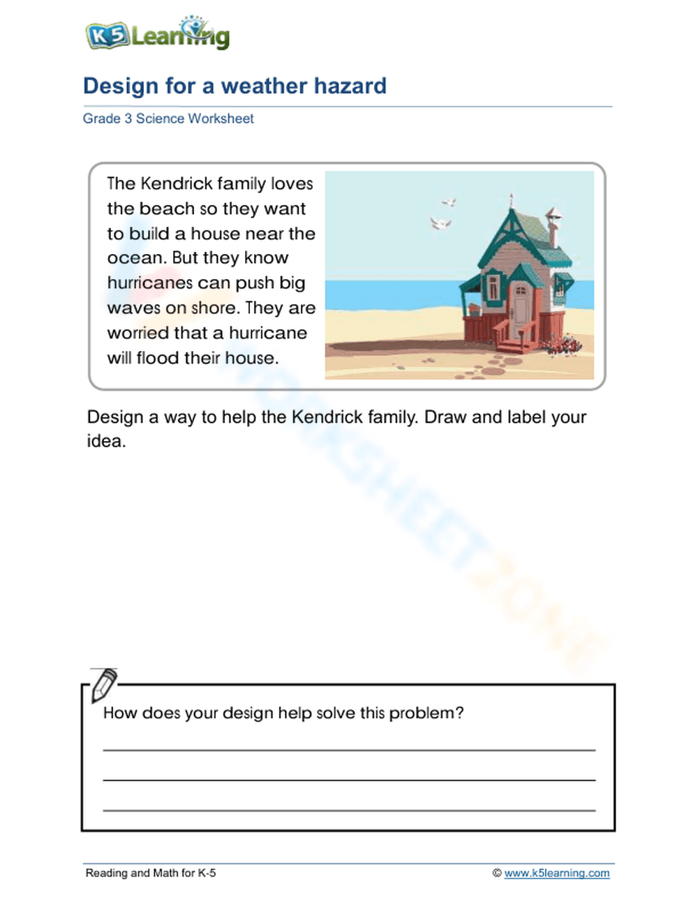 Essential Grade 3 Weather Hazard Design Worksheet - Page 1