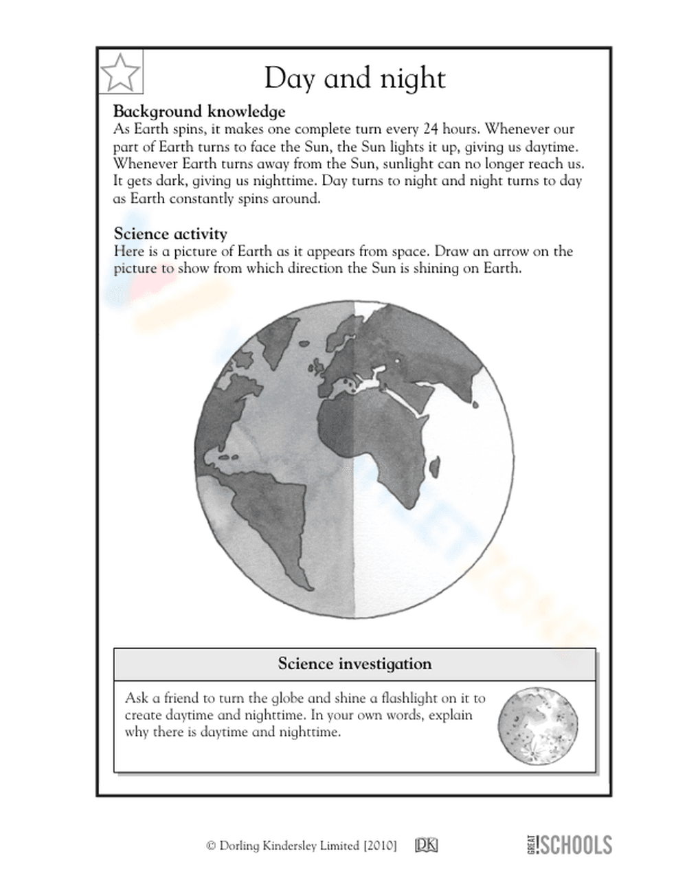Essential Day and Night Worksheet | Grade 4 Science - Page 1