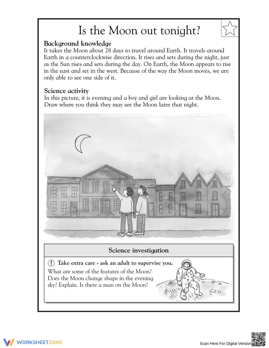 Essential Grade 4 Moon Patterns & Movement Worksheet - Page 1