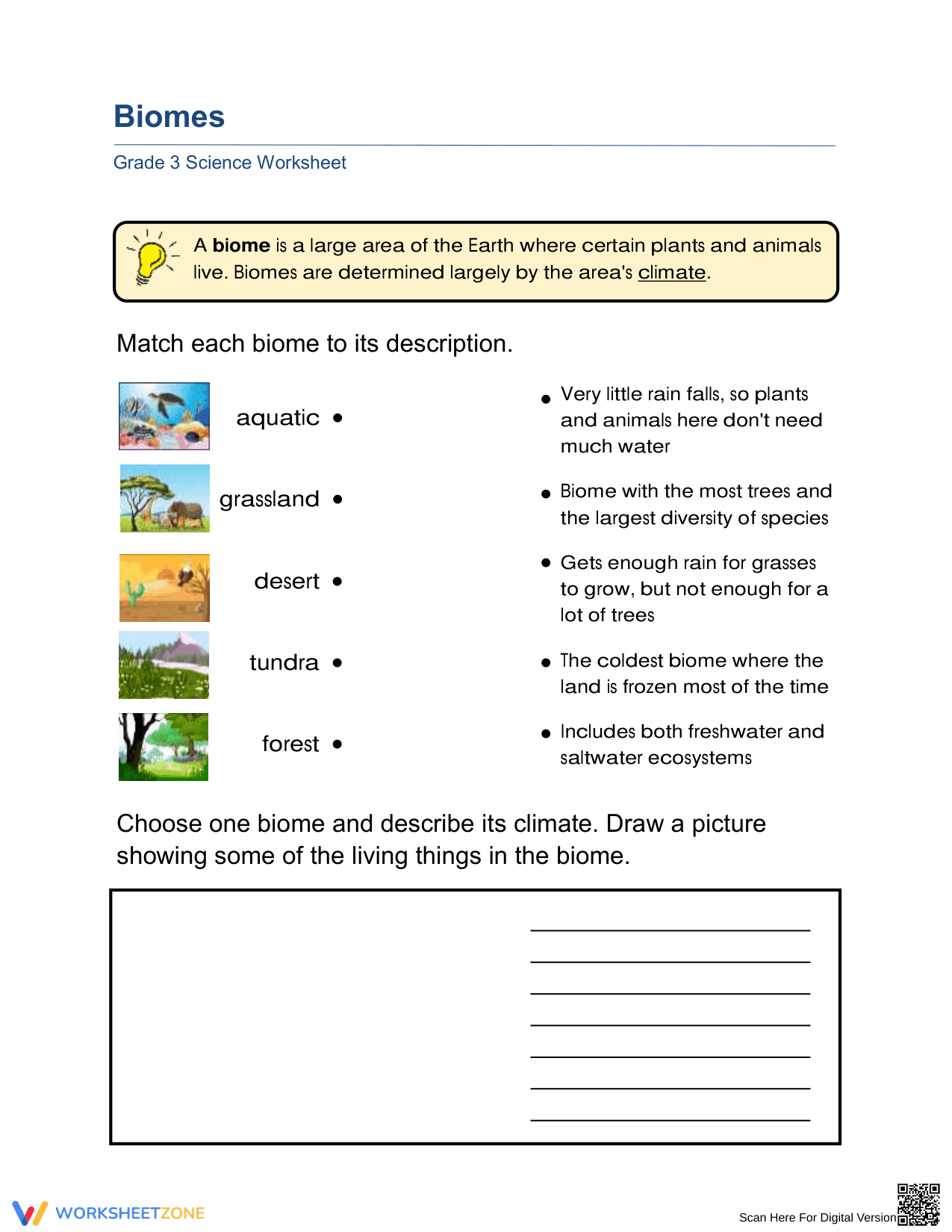 Printable Biomes Worksheet | Grade 3 Science Ready - Page 1