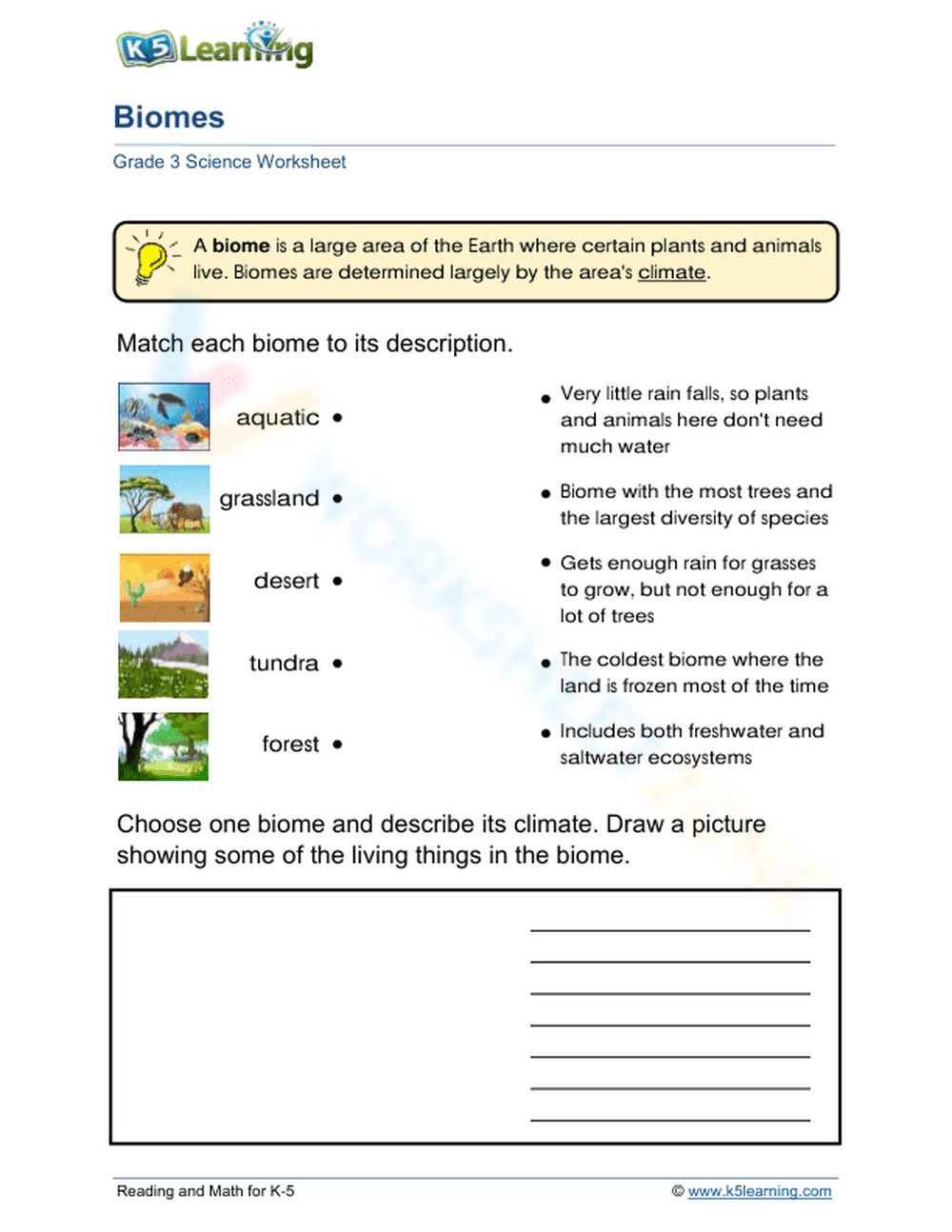 Printable Biomes Worksheet | Grade 3 Science Ready - Page 1