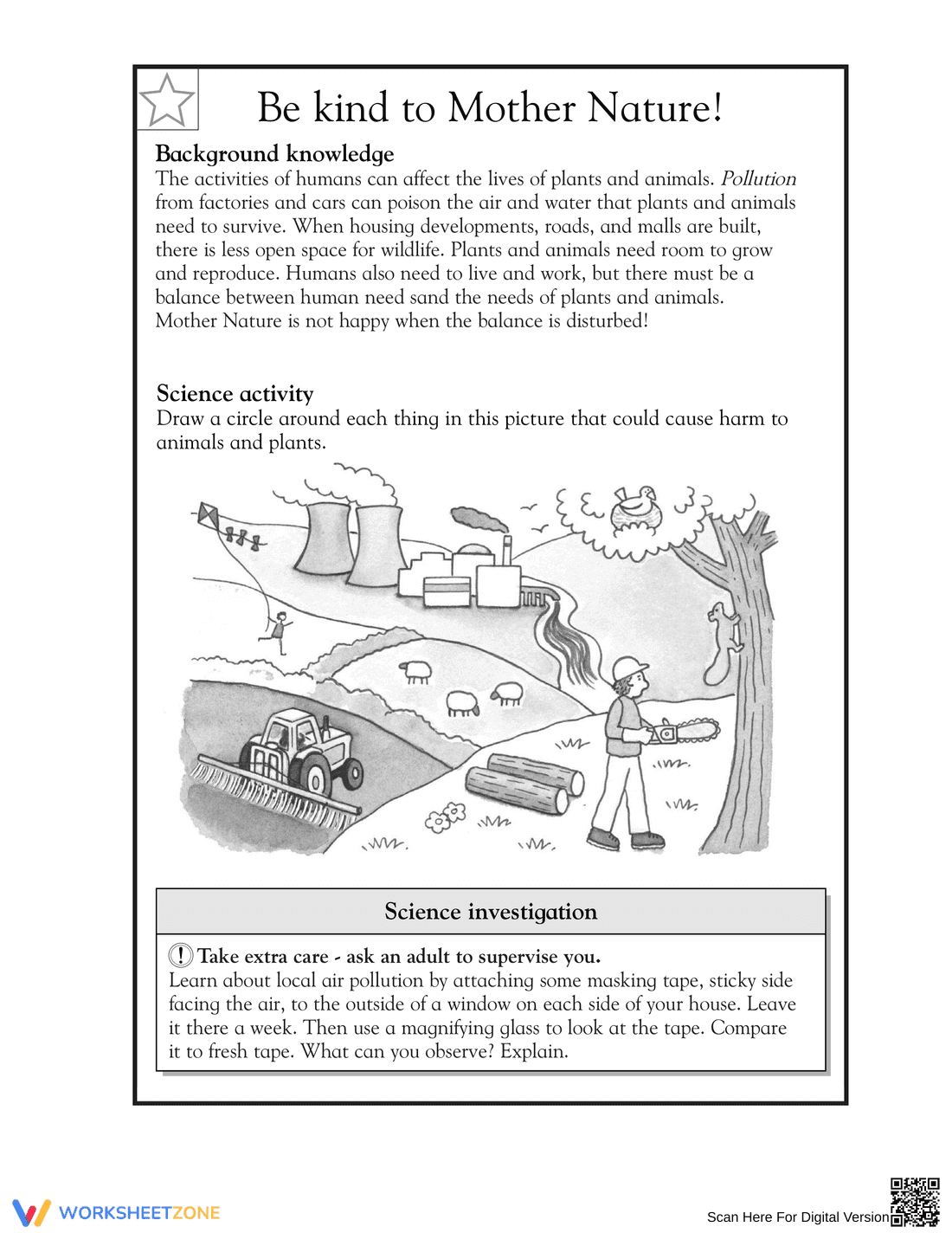 Grade 4 Environment — Printable No-Prep Worksheet - Page 1