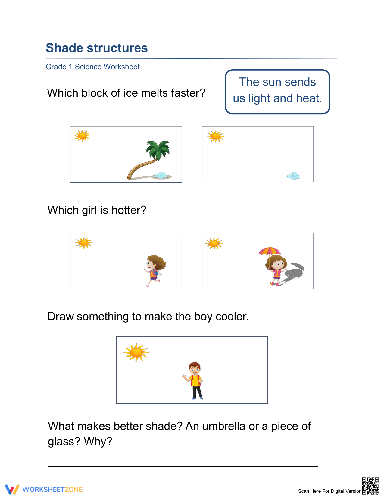 Grade 1 Shade Structures — Printable No-Prep Worksheet - Page 1