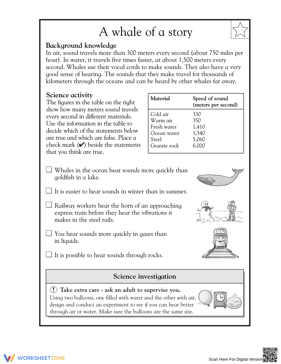 Grade 3 Sound Speed — Printable No-Prep Worksheet - Page 1