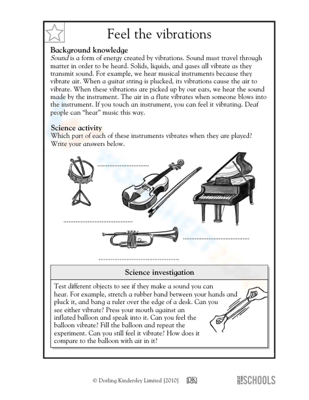 Essential Sound Vibrations Worksheet | Grade 5 Science - Page 1