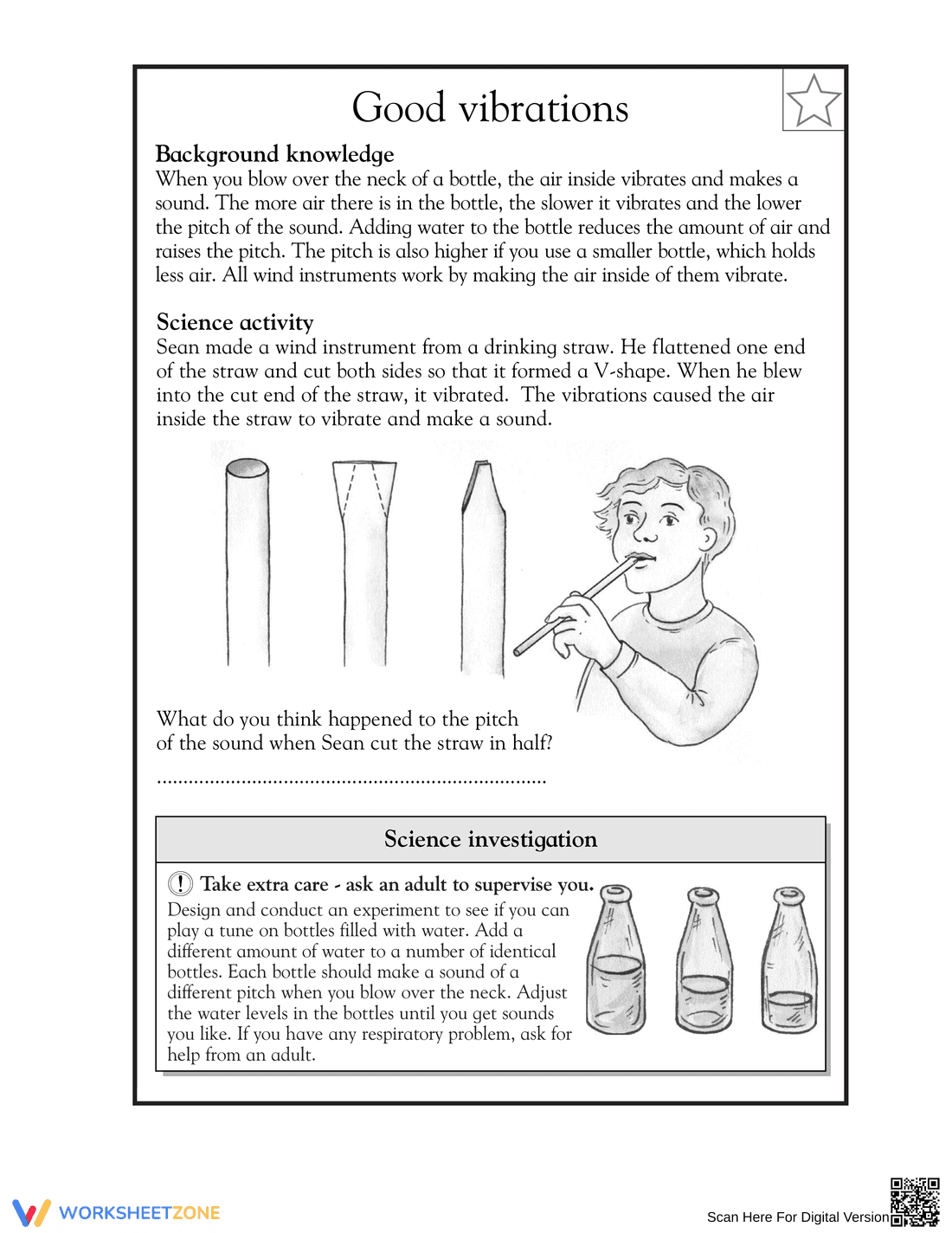Essential Grade 4 Sound and Pitch — No-Prep Worksheet - Page 1