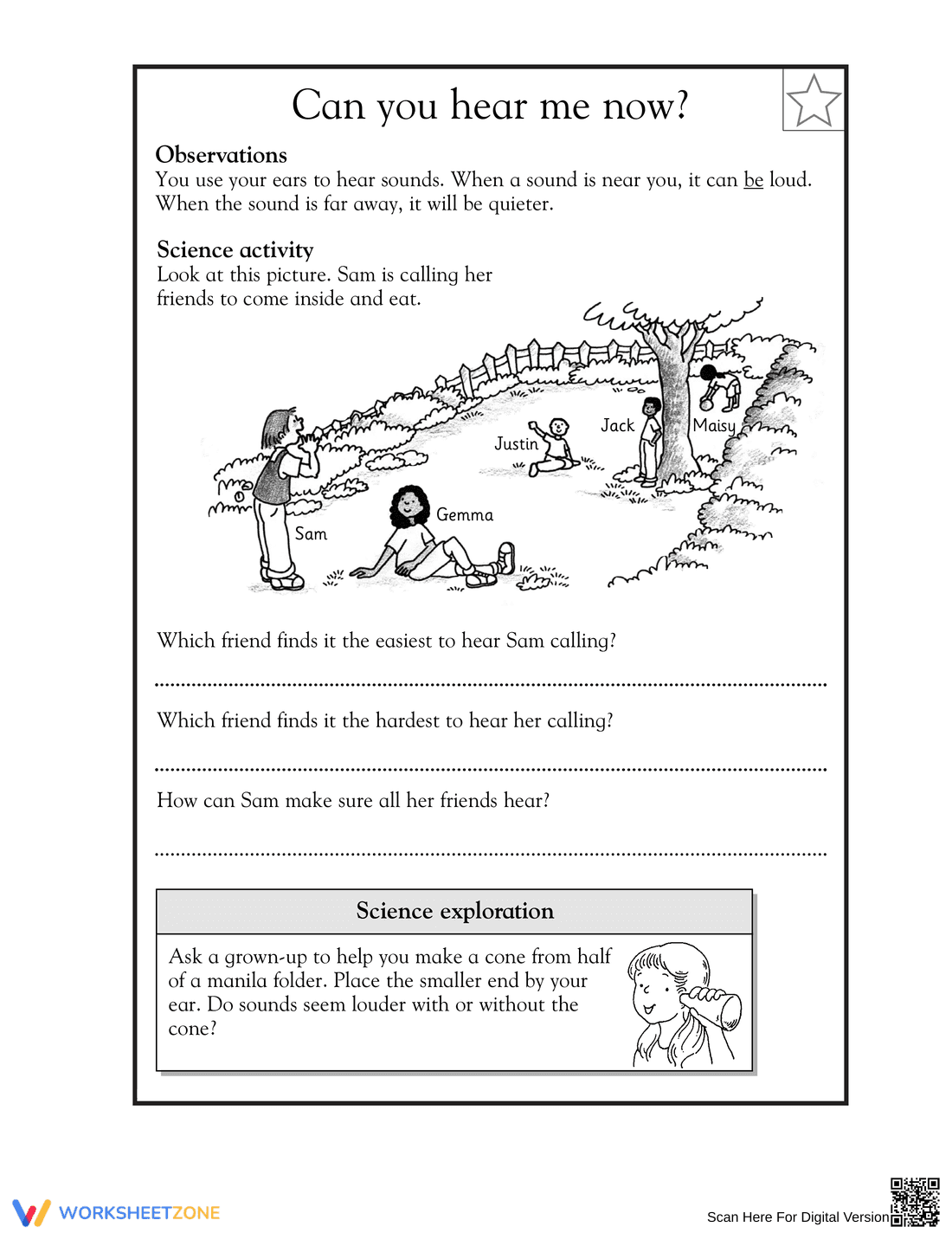 Printable Grade 1 Sound Science: Can You Hear Me Now? - Page 1