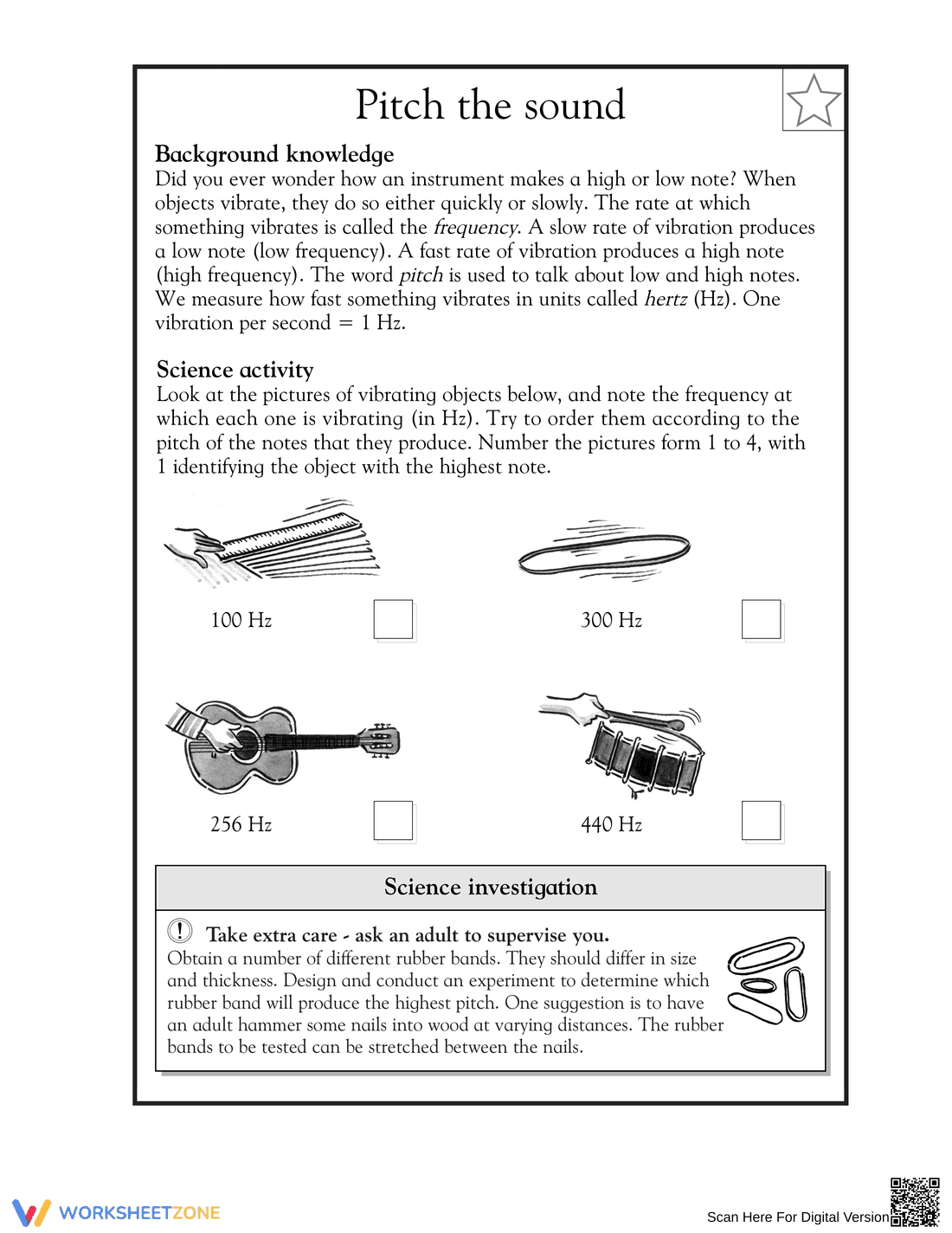 Grade 5 Sound Waves — Printable No-Prep Worksheet - Page 1