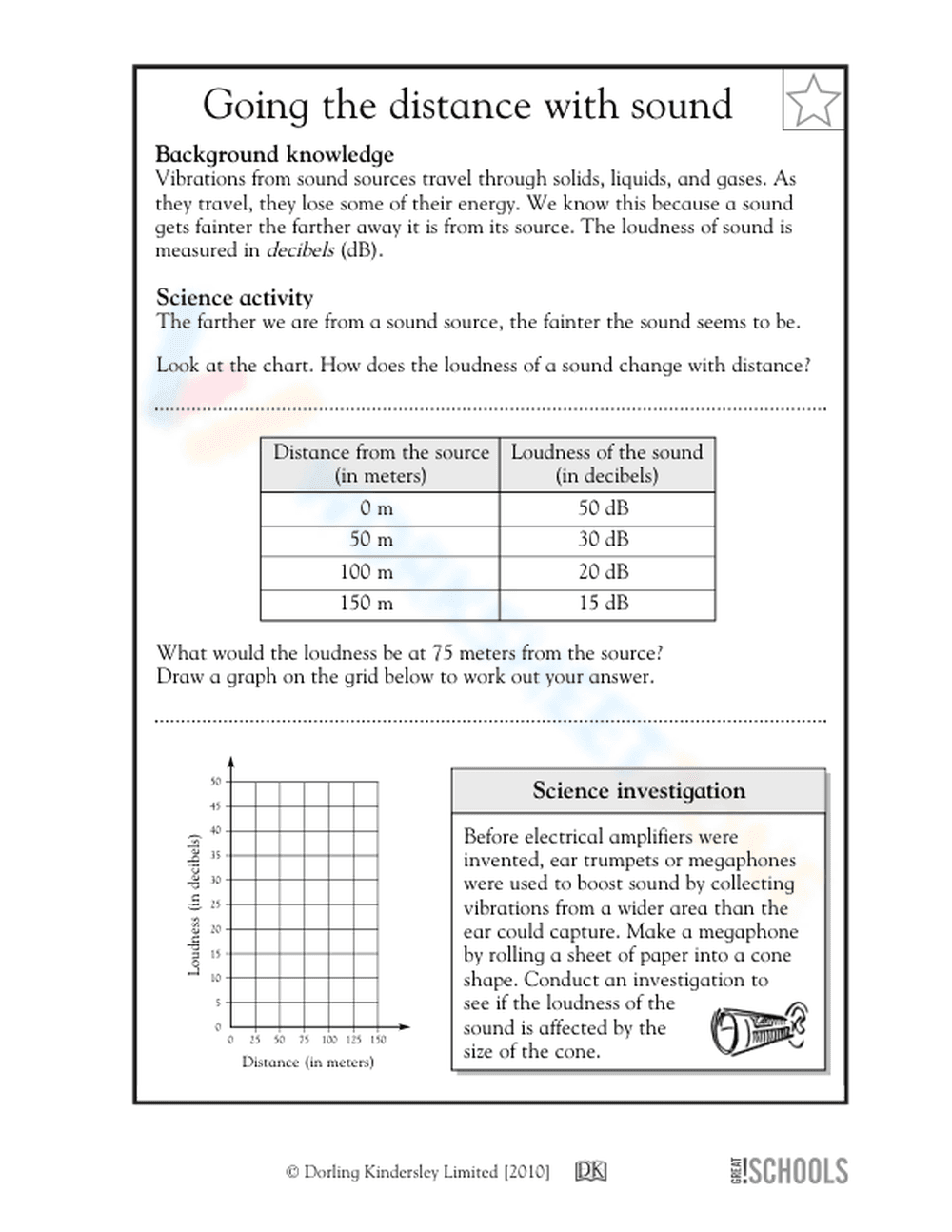 Printable Sound Distance Worksheet | Grade 5 Science - Page 1