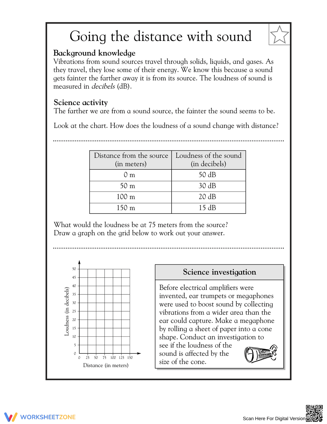 Printable Sound Distance Worksheet | Grade 5 Science - Page 1