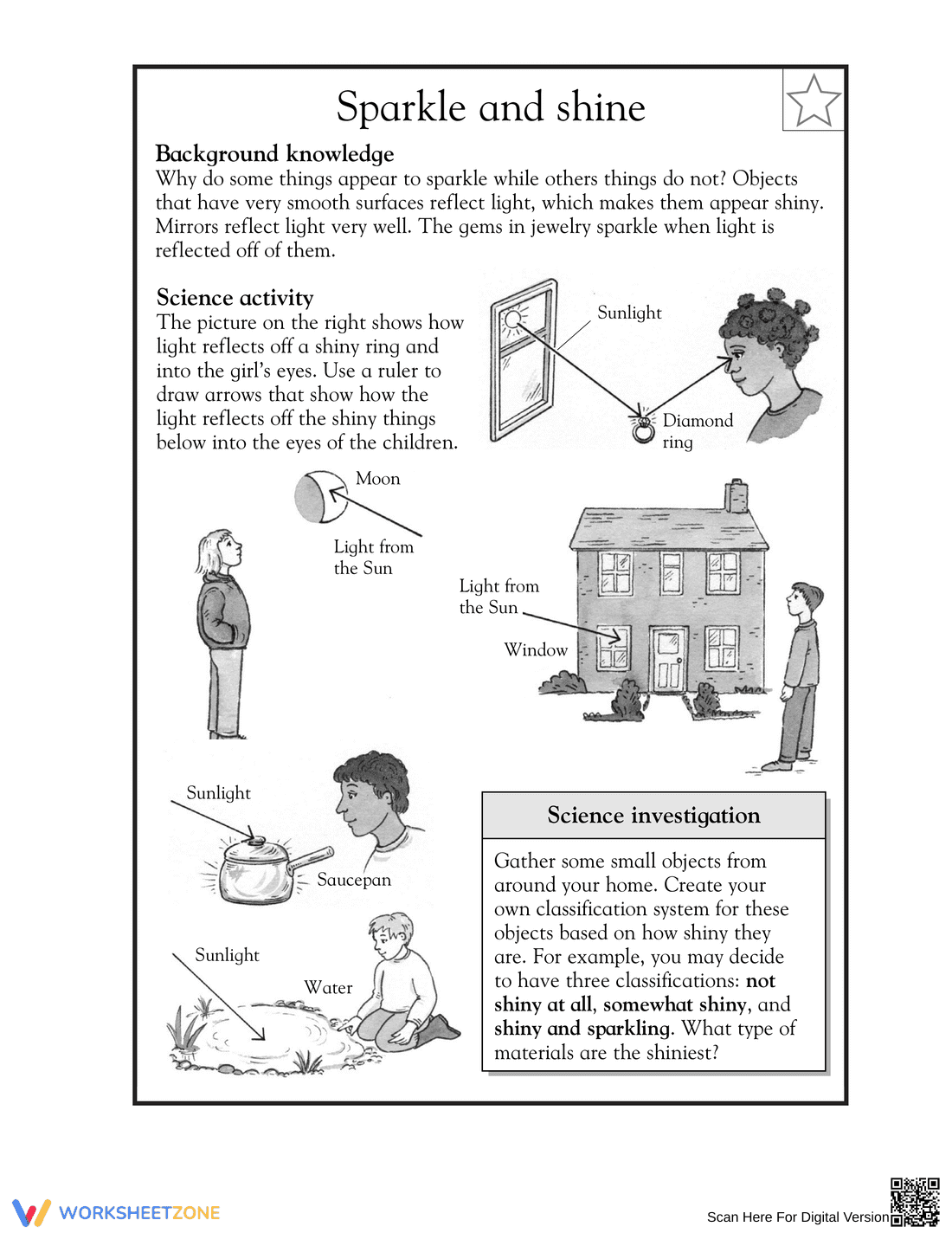 Essential Grade 3 Light Reflection — No-Prep Worksheet - Page 1