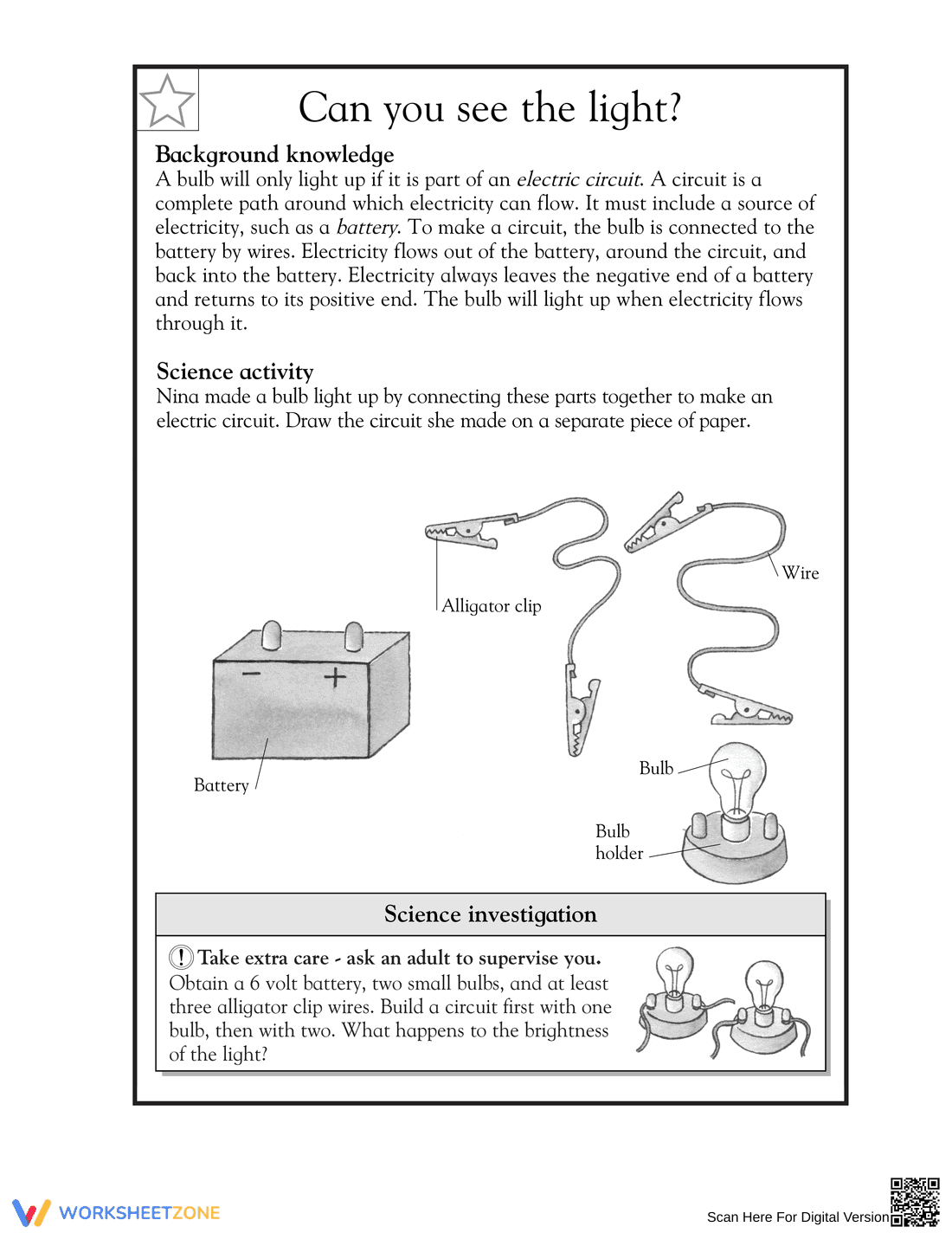Essential Grade 4 Circuit Worksheet | Printable Science - Page 1