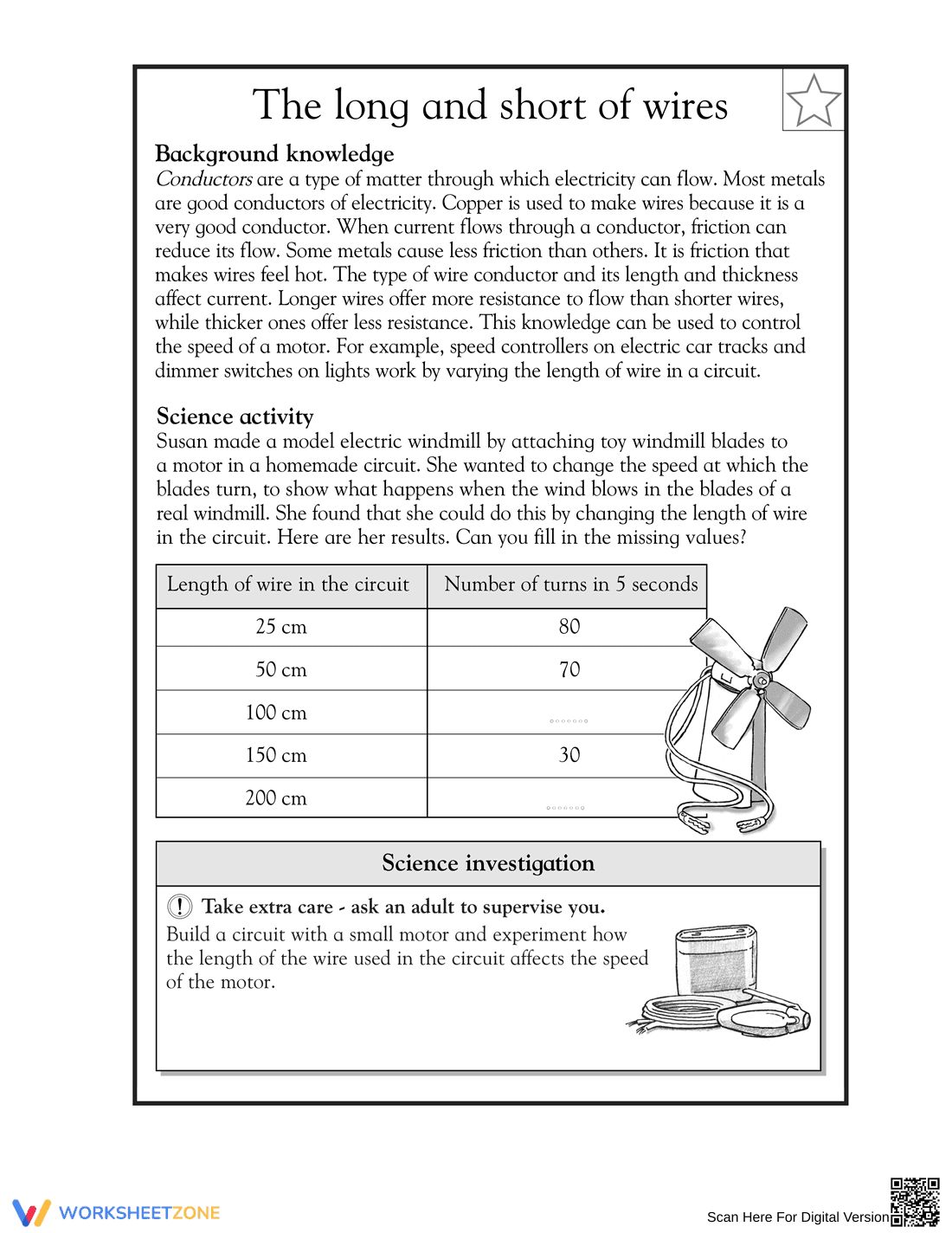 Printable Wires as Conductors Circuit Worksheet | Grade 5 - Page 1