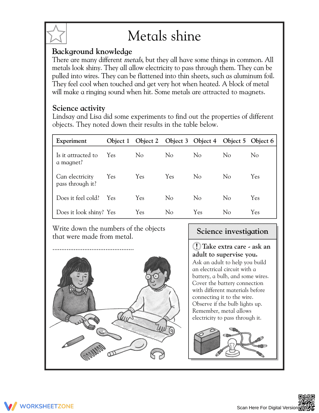 Essential Grade 4 Science: Metals and Properties Worksheet - Page 1