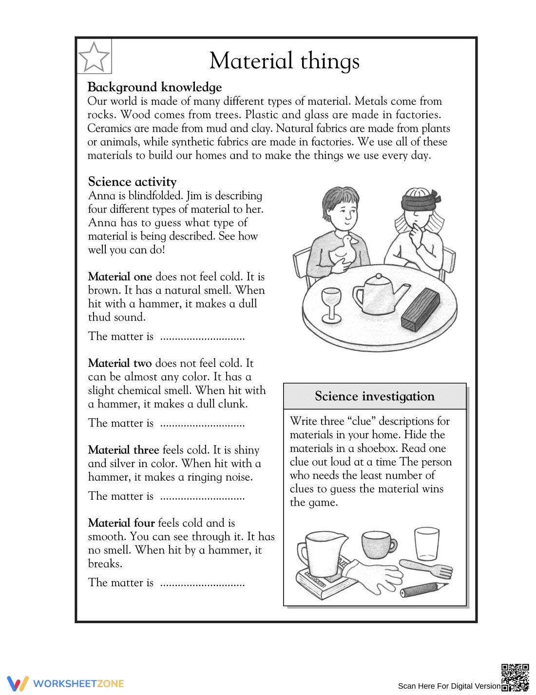 Essential Material Properties Worksheet | Grade 3 Science - Page 1