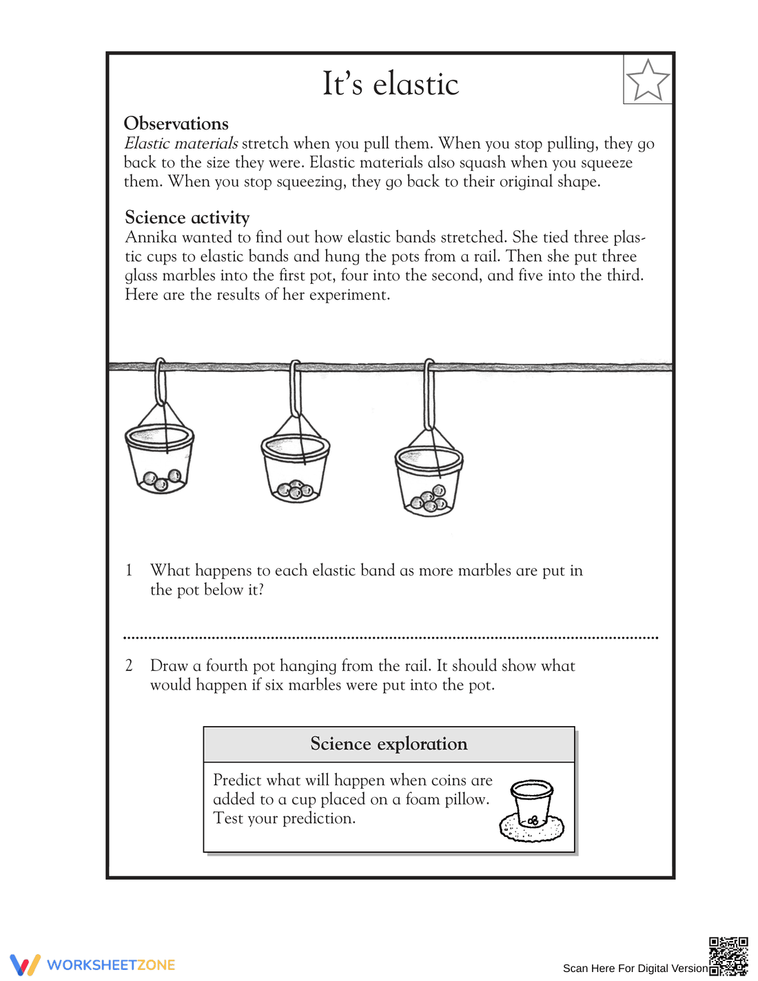 Grade 2 Elasticity — Printable No-Prep Science Worksheet - Page 1
