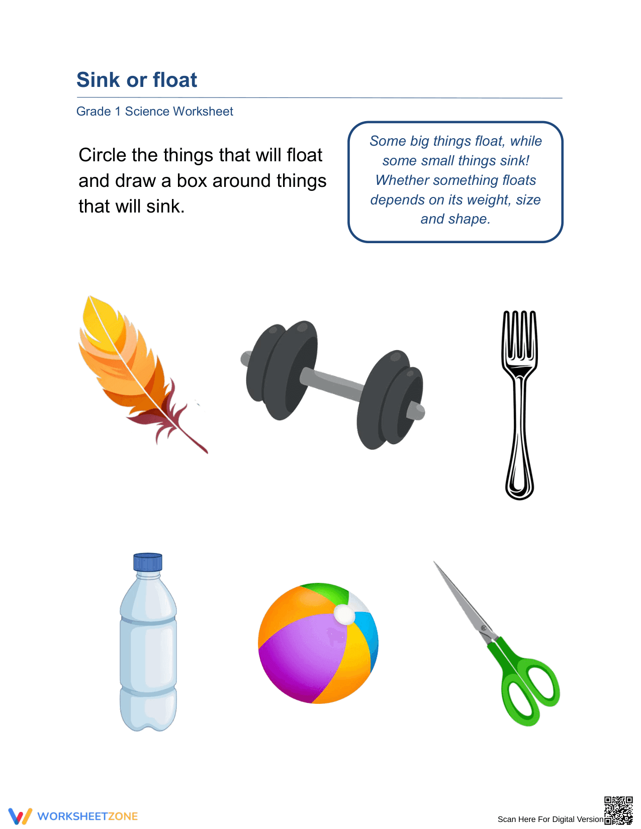 Identifying Sink Or Float Objects Activity - Page 1