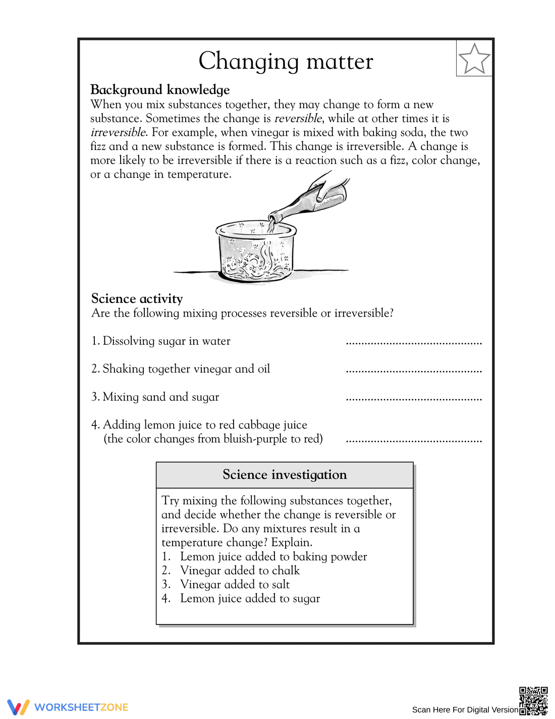 Essential Reversible and Irreversible Changes Grade 5 - Page 1