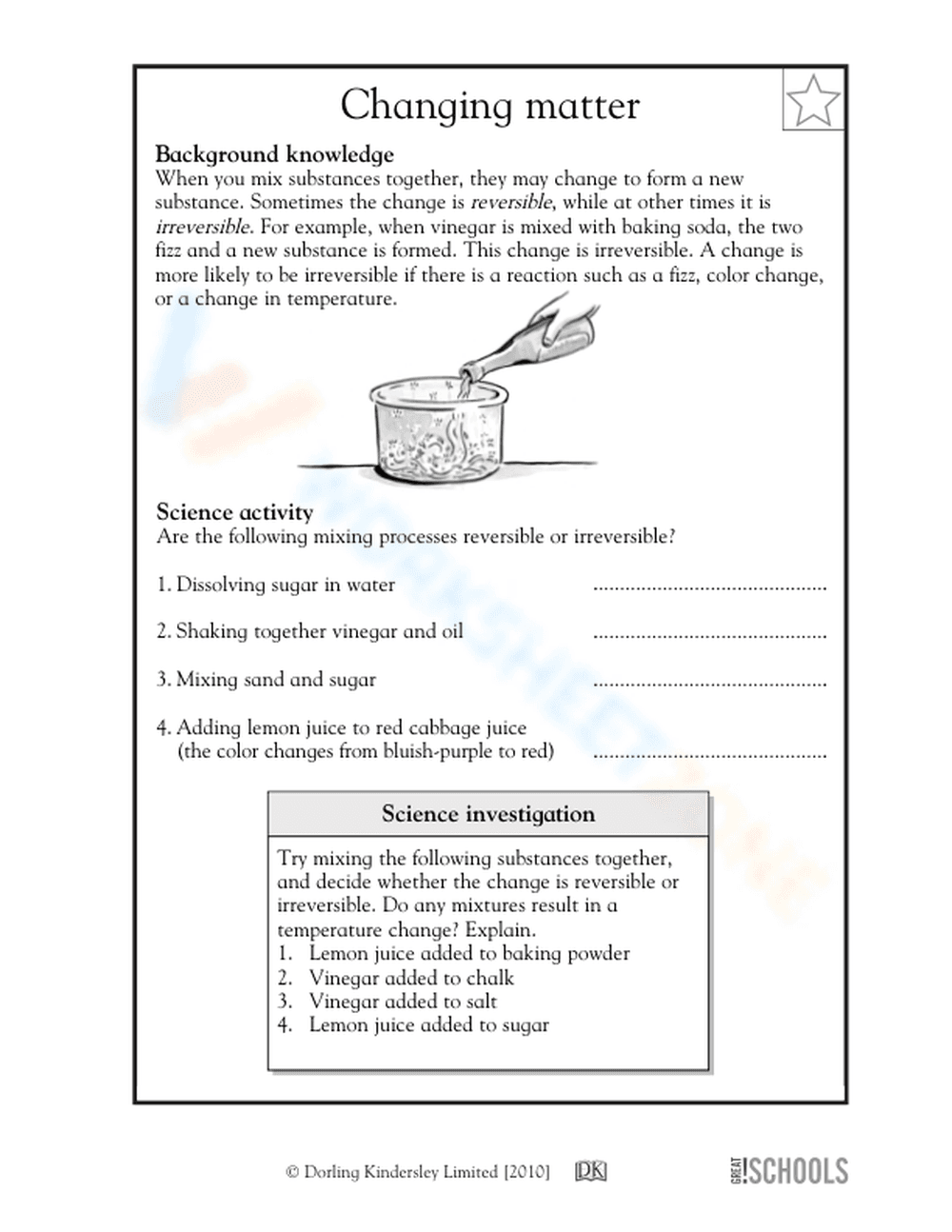 Essential Reversible and Irreversible Changes Grade 5 - Page 1