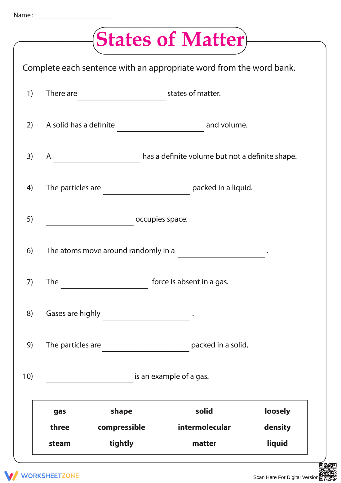 Essential States of Matter Worksheet | Grade 2-3 Science - Page 1