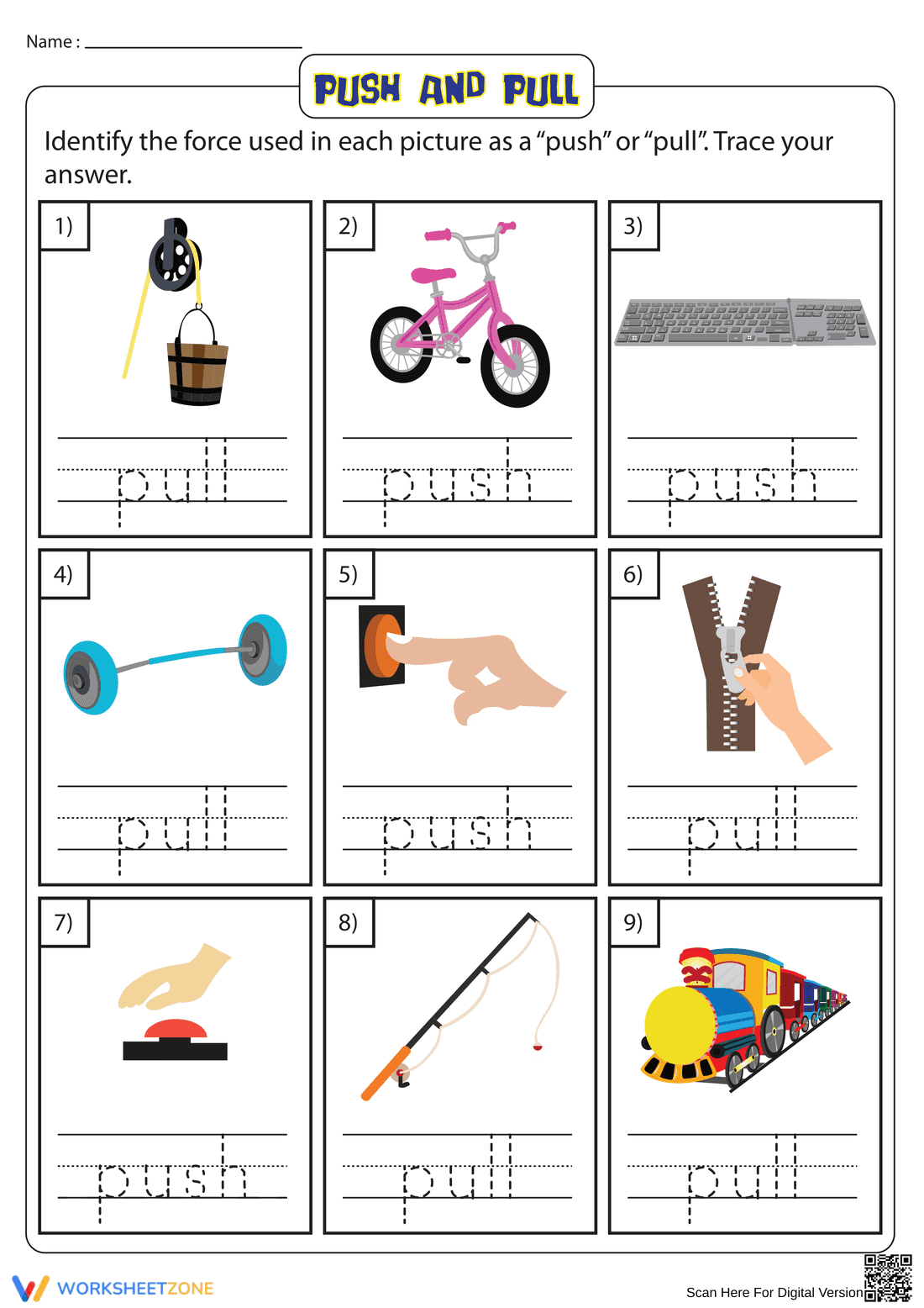 Identifying Push and Pull Forces - Page 1
