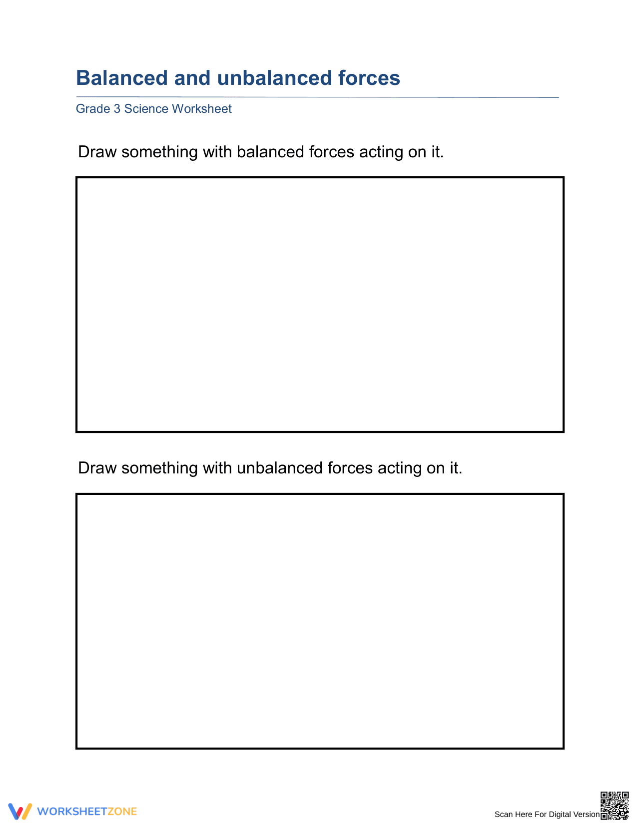 Balanced and Unbalanced Forces Worksheet | Grade 3 Essential - Page 1