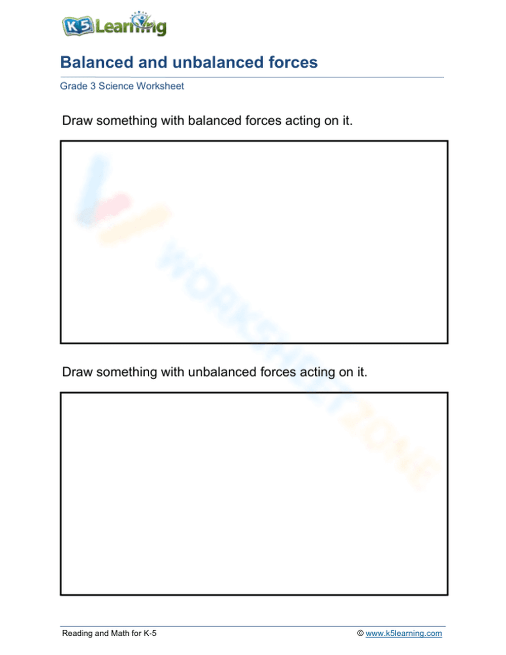 Balanced and Unbalanced Forces Worksheet | Grade 3 Essential - Page 1