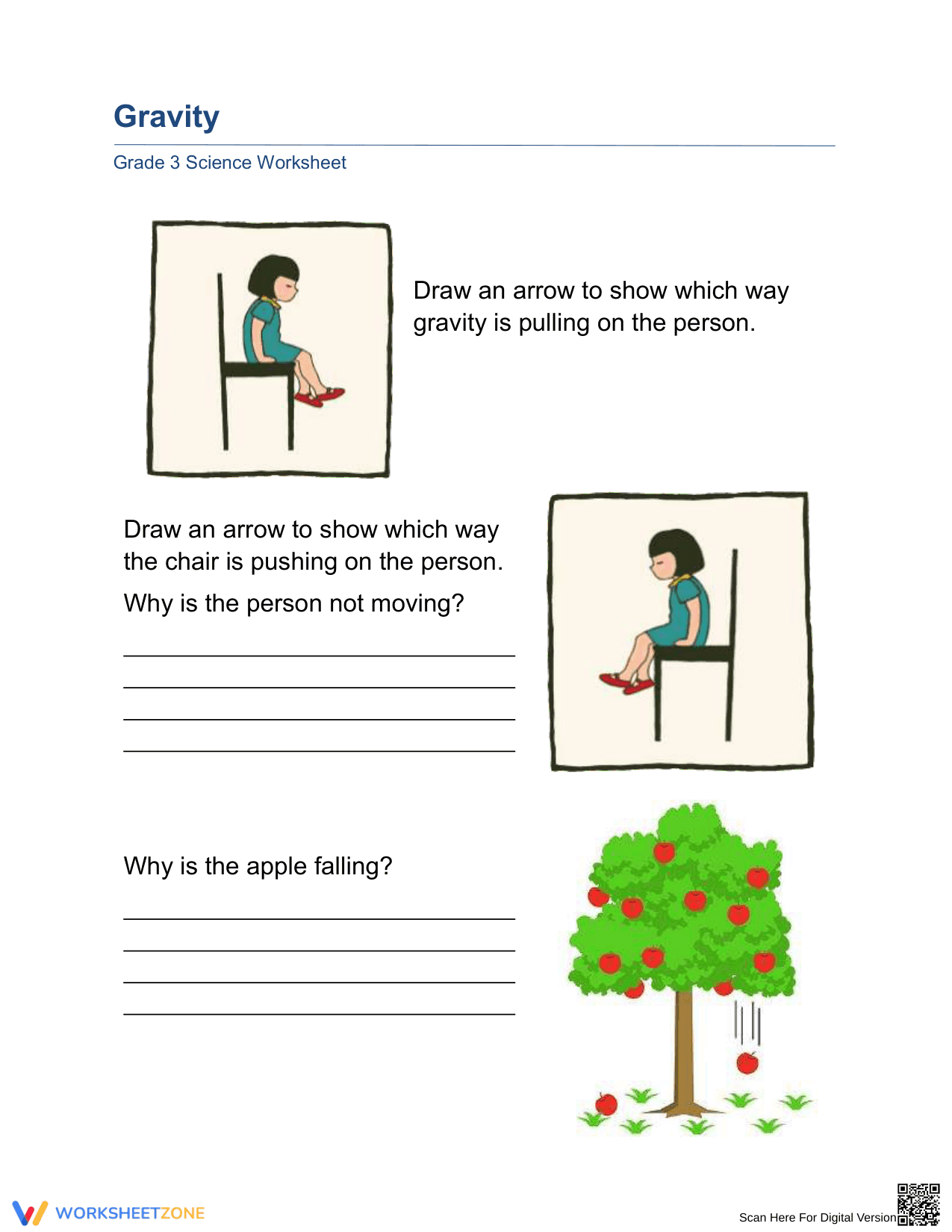 Understanding Gravity – Science Worksheet for Grade 3 - Page 1