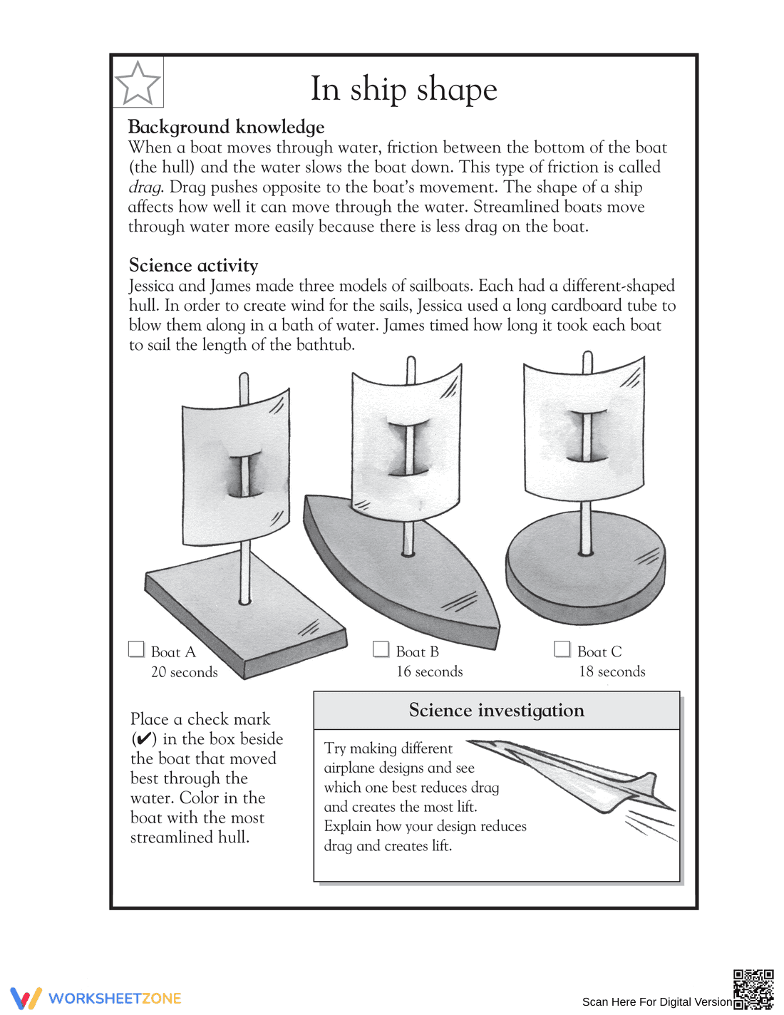 Ship Shape: Essential Friction and Drag Science Worksheet - Page 1