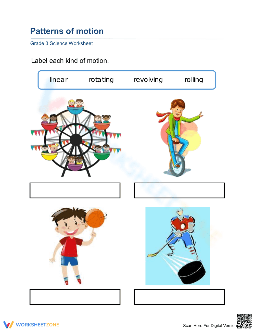Essential Patterns of Motion Worksheet | Grade 3 Science - Page 1