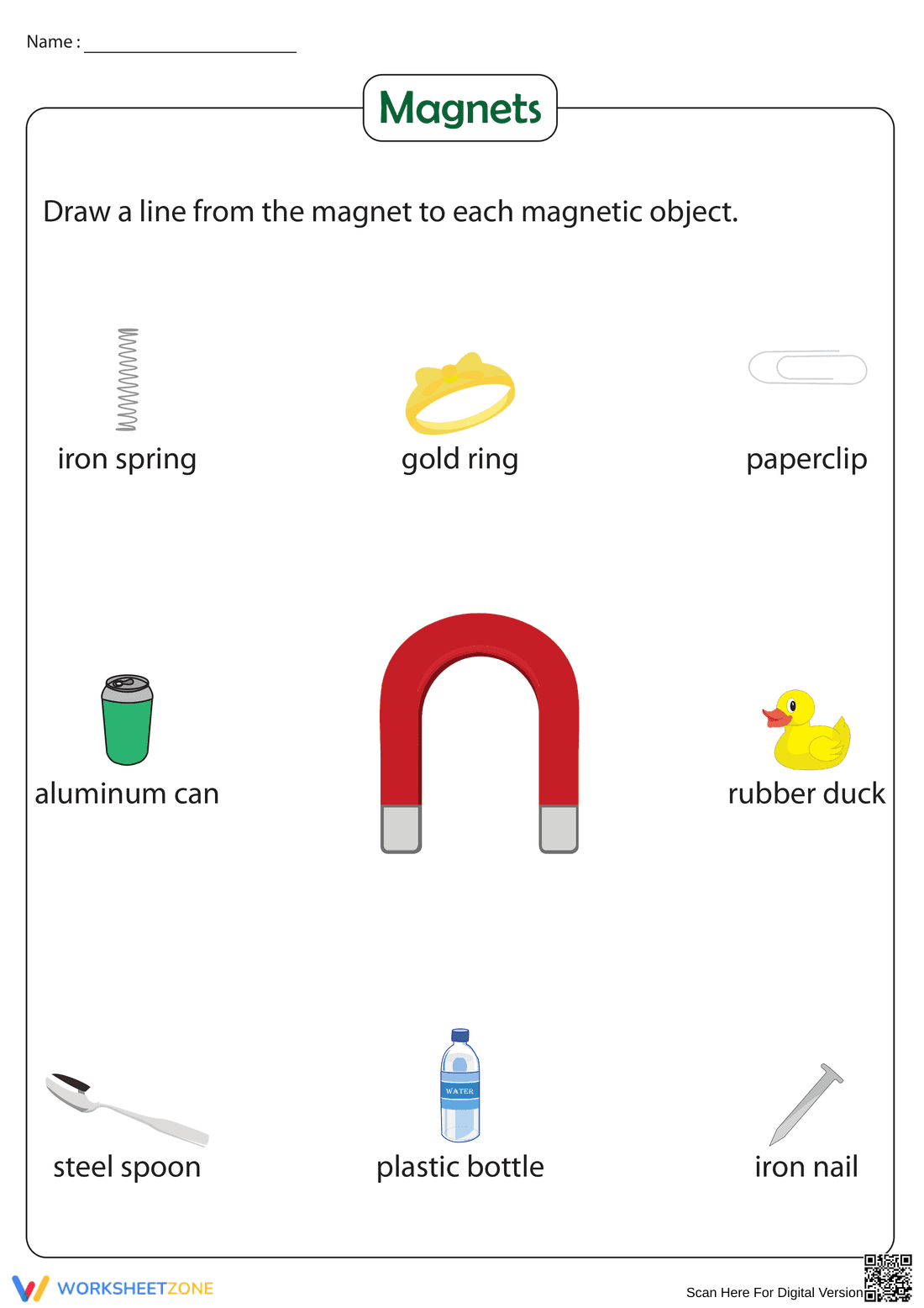 Identify Magnetic Objects Worksheet | Grade 2 Essential - Page 1