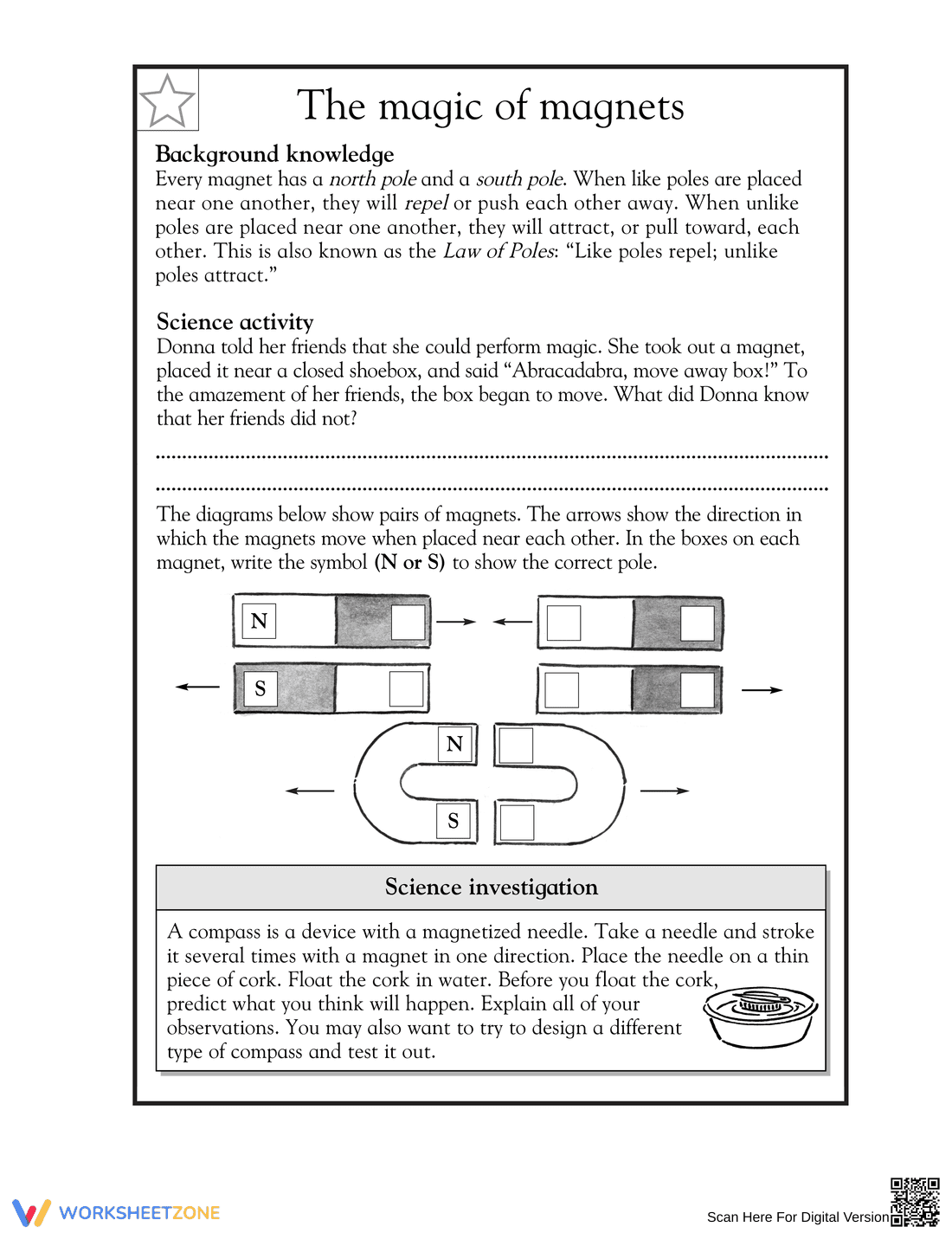 Essential Law of Poles Magnetism Worksheet | Grade 5 Science - Page 1