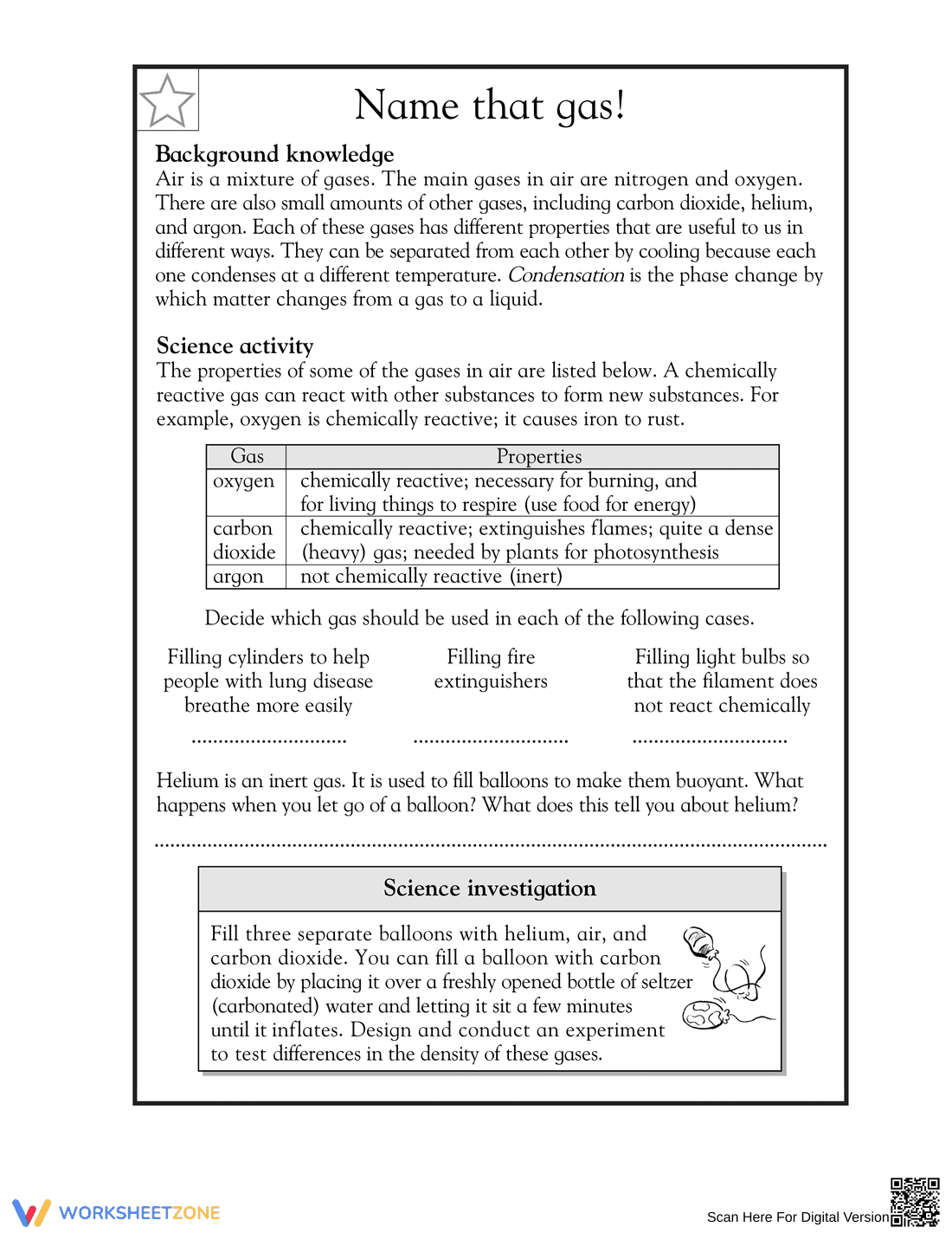 Grade 5 Properties of Gases | Essential Science Worksheet - Page 1