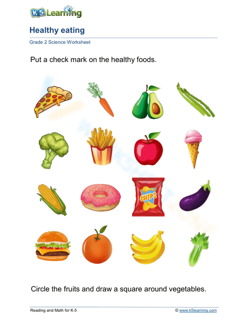 Essential Healthy Eating Worksheet | Grade 2 Science - Page 1