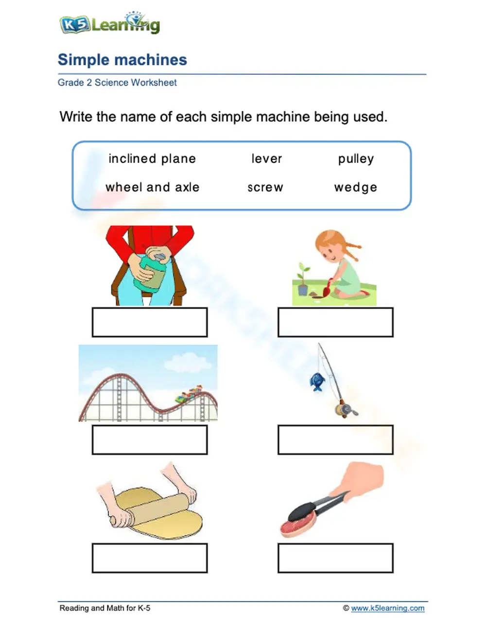 Simple Machines Practice for Kids - Grade 2 Science - Page 1