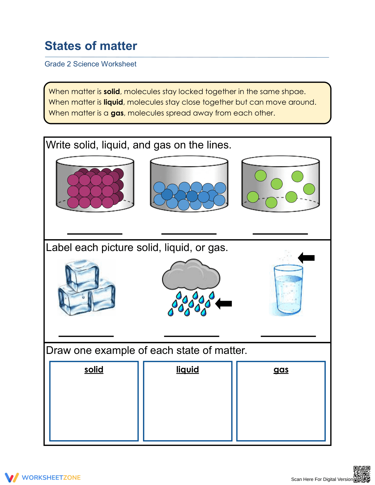 States of Matter Worksheet - Page 1
