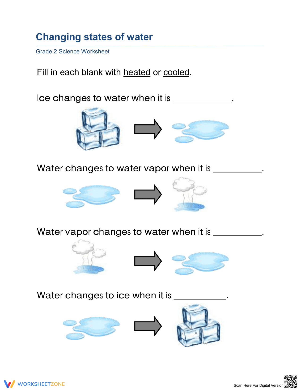 Essential Changing States of Water Worksheet | Grade 2 - Page 1