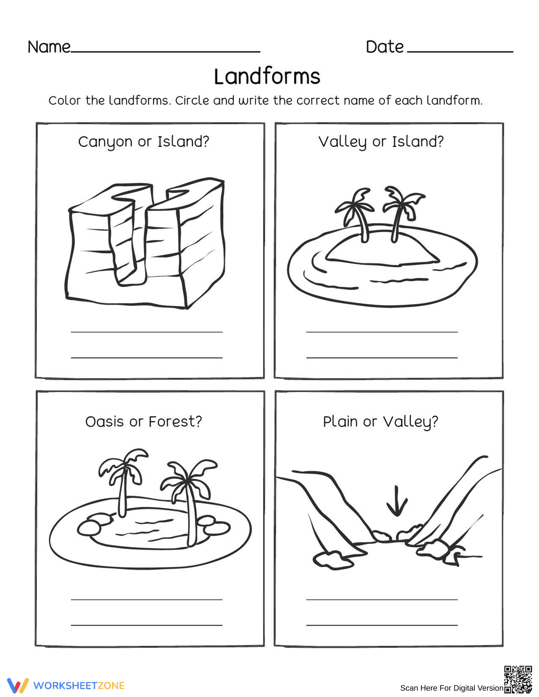 Essential Landforms Worksheet | Grade 2 Science - Page 1
