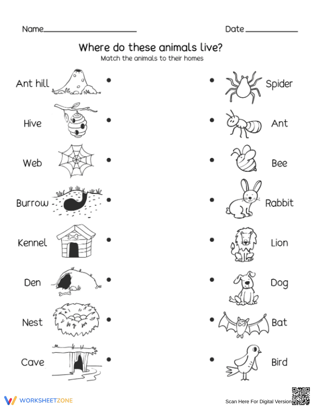 Essential Animal Habitats Matching | Preschool Science - Page 1