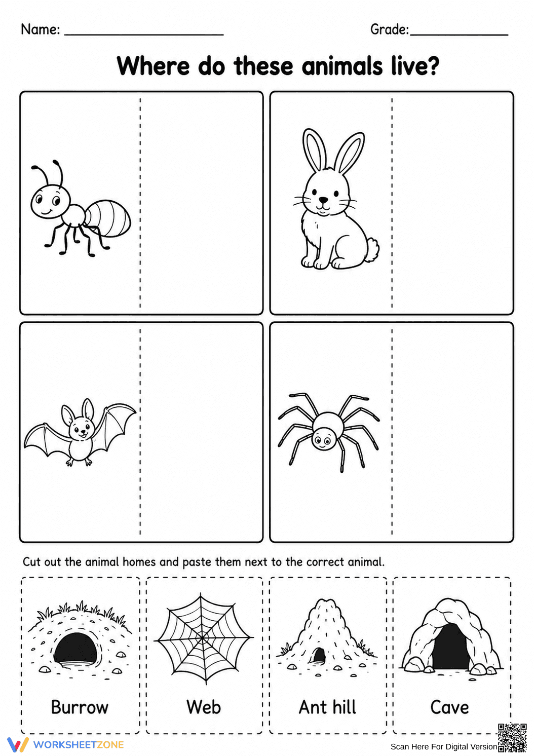 Animal Habitat Worksheet | Essential Kindergarten Science - Page 1