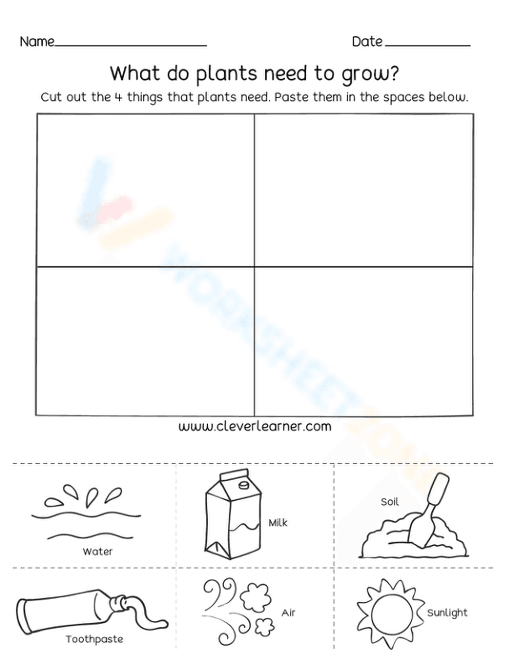 Essential Plant Needs Worksheet | Grade K-1 Science - Page 1